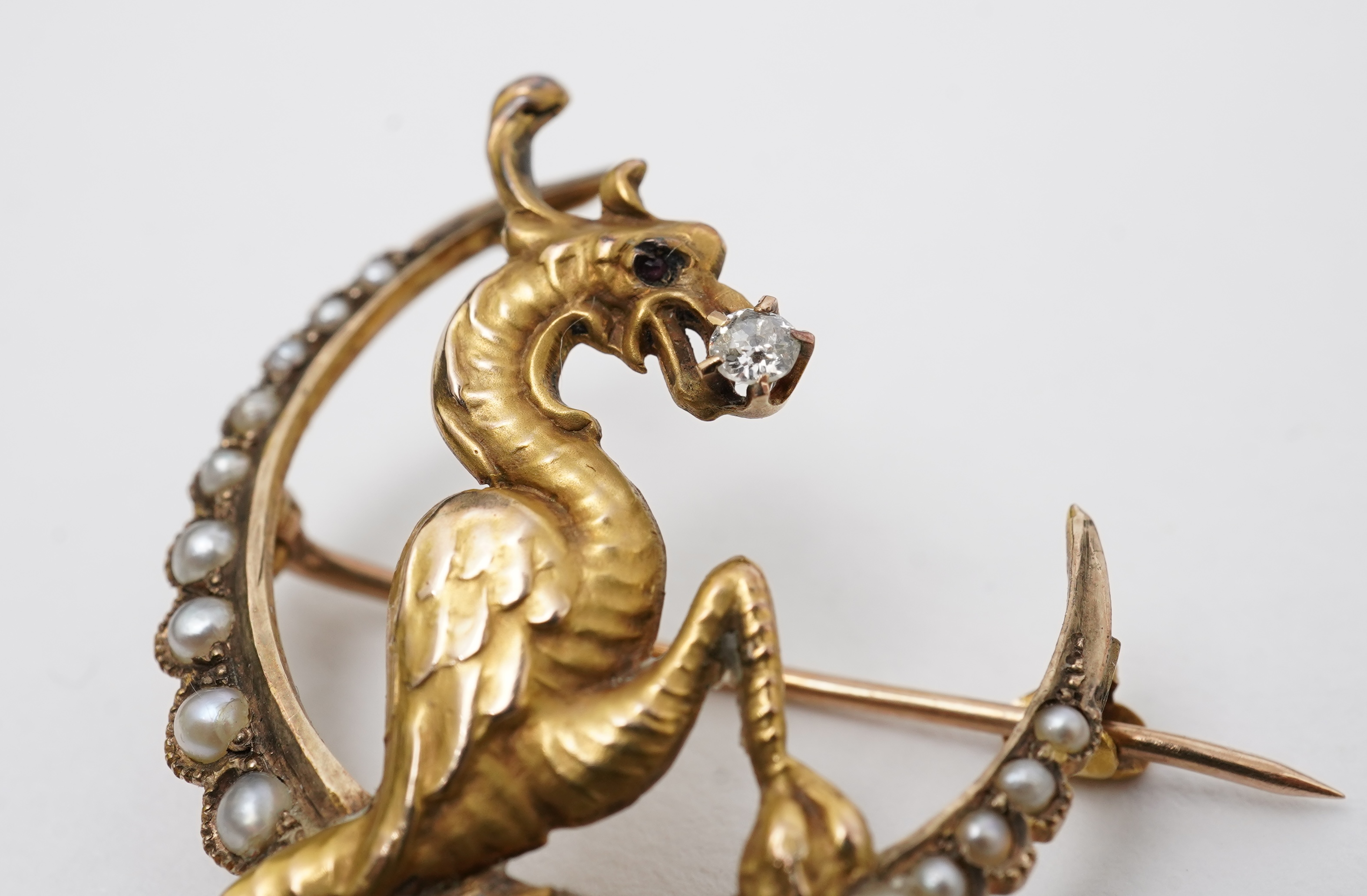 An Art Nouveau pearl and diamond brooch, early 20th century